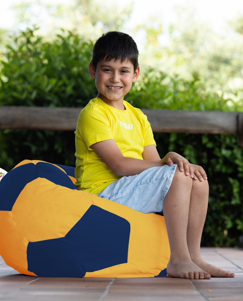 Pouf de jardin Football Kids Pouf - Yellow, Dark Blue