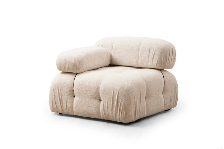 Fauteuil accoudoir ou module d'angle droit Nourhane Tissu Crème