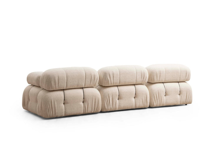 Fauteuil accoudoir ou module d'angle droit Nourhane Tissu Crème