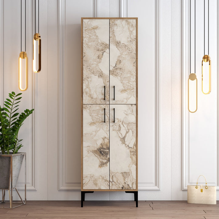Meuble à chaussures Berlin A - Walnut, White Marble