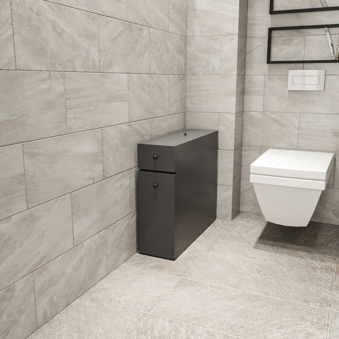 Meuble de salle de bain Caleen avec tiroirs anthracite