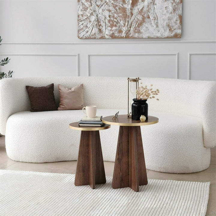 Ensemble de table basse Mushroom 2 - Gold, Walnut