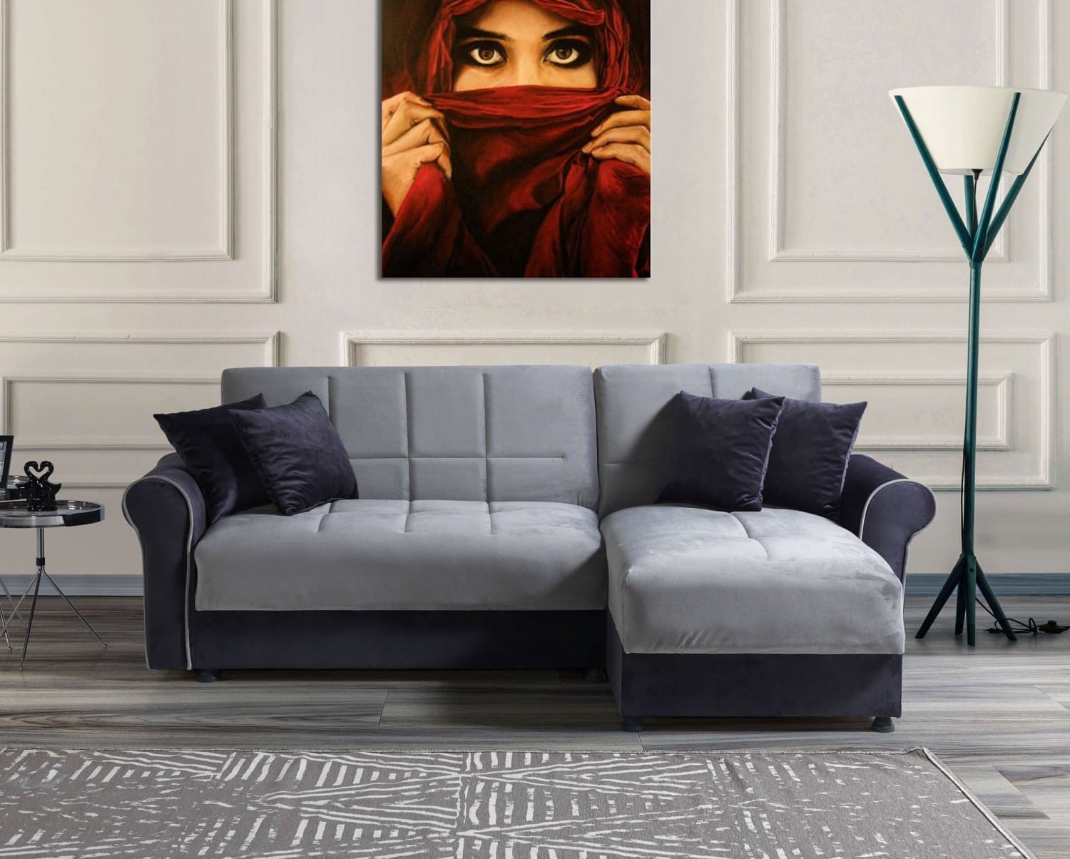 Petek canapé d’angle lit clic-clac avec coffre de rangement