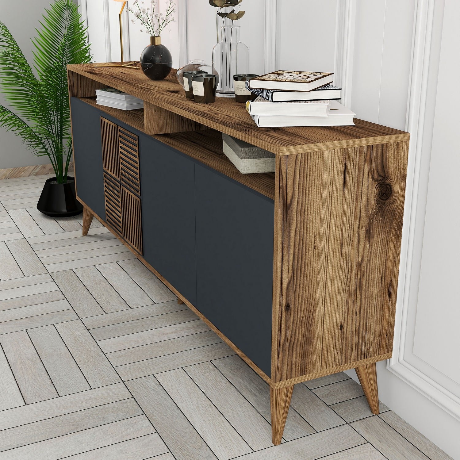 Console Milan - Walnut, Anthracite