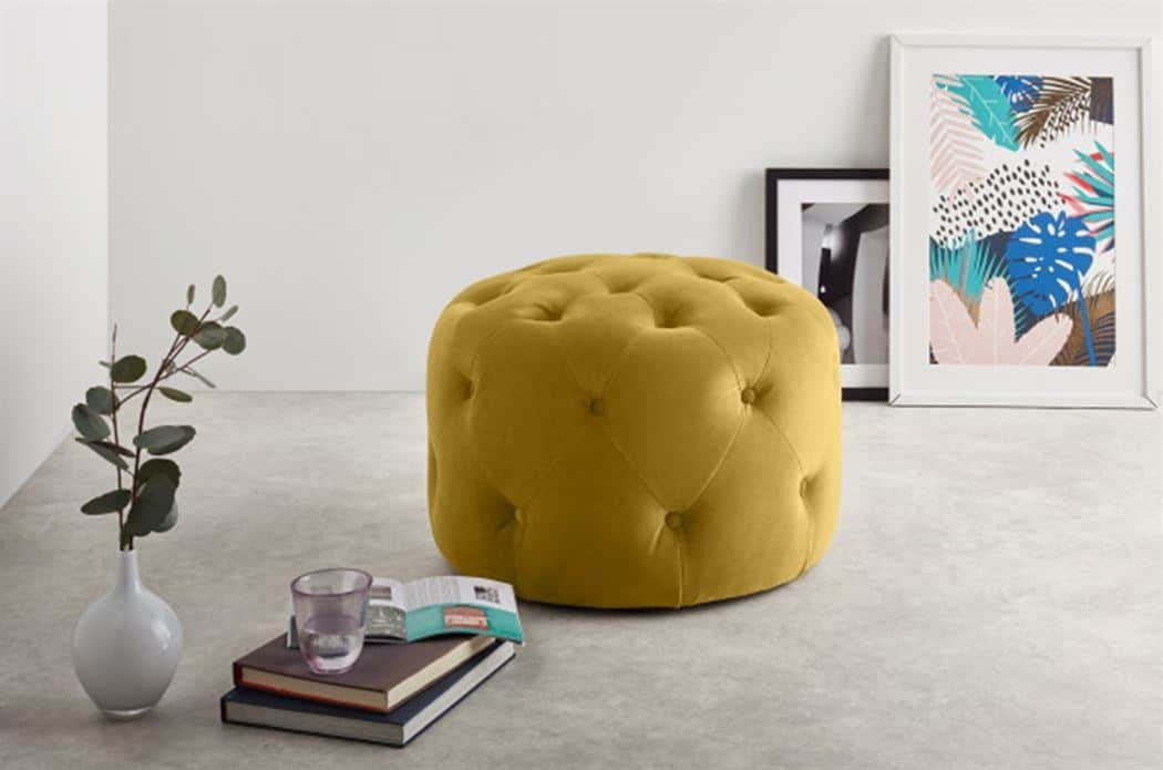 Pouf en velours avec Boutons Veronica