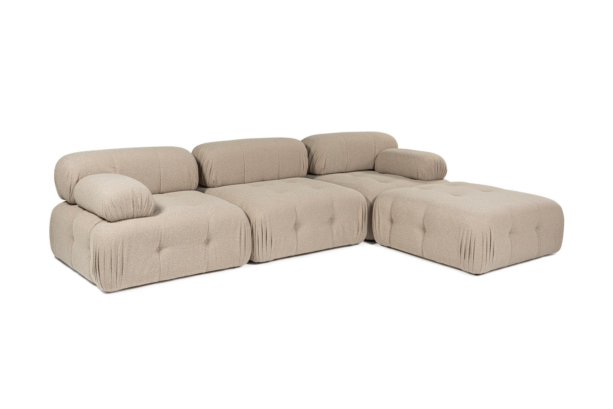 Canapé d'angle Doblo 3 Seater with Pouffe ( L1-O1-1R-Pouffe) - Peach