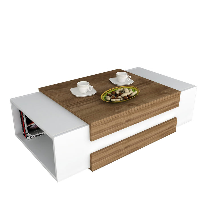 Table basse Nora - White, Walnut