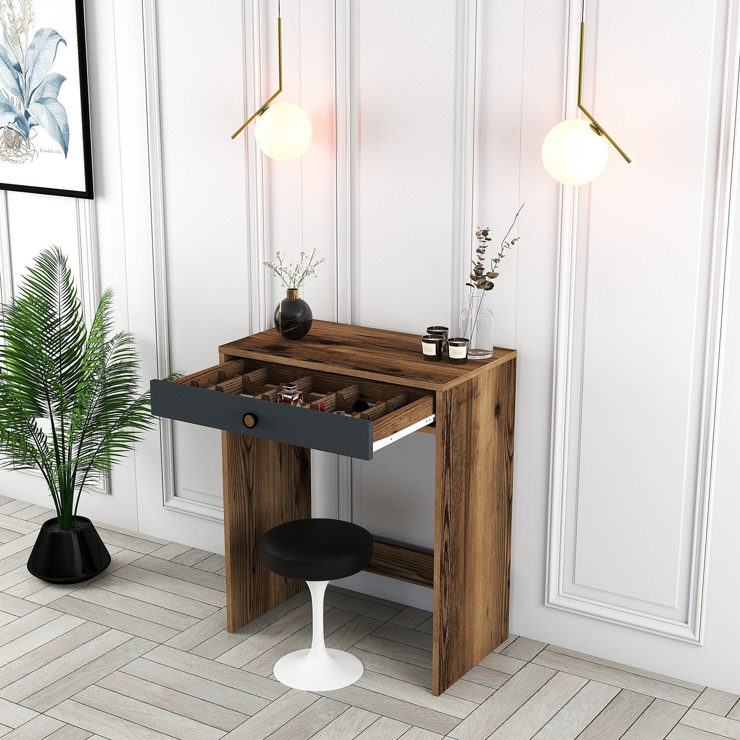 Table de maquillage Lizbon - Walnut, Anthracite