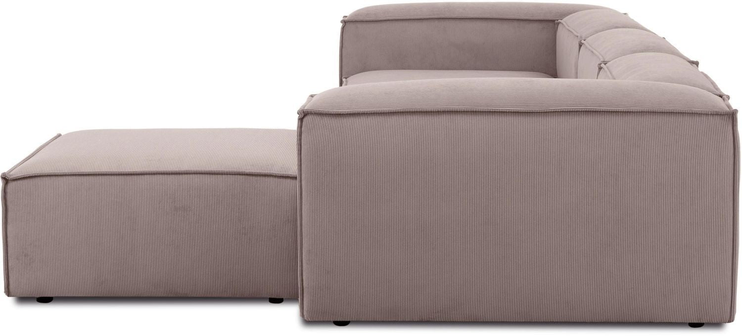 Canapé modulable 4 places en velours côtelé avec pouf Frida