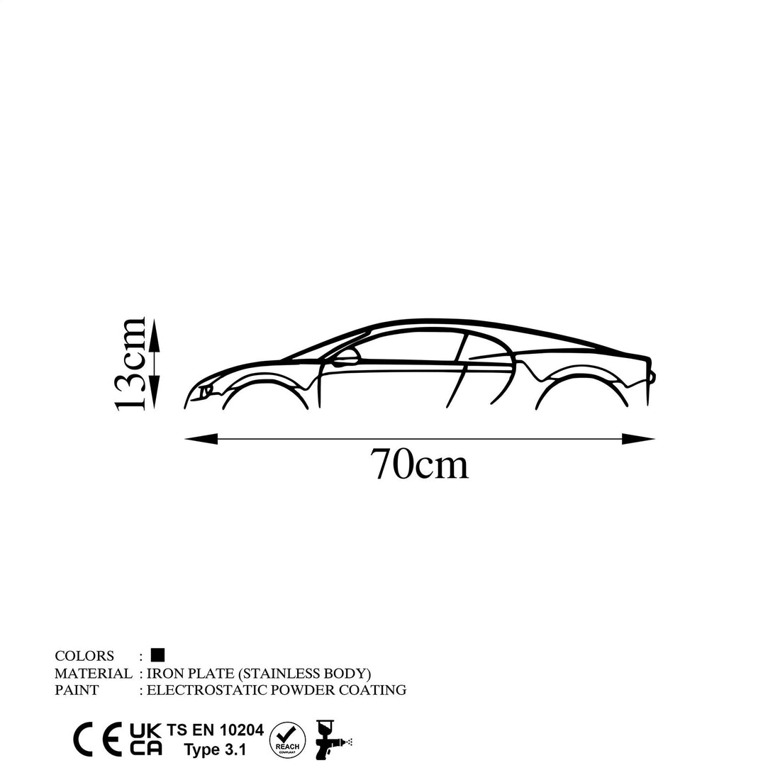 Accessoire mural en métal décoratif Bugatti Veyron Silhouette