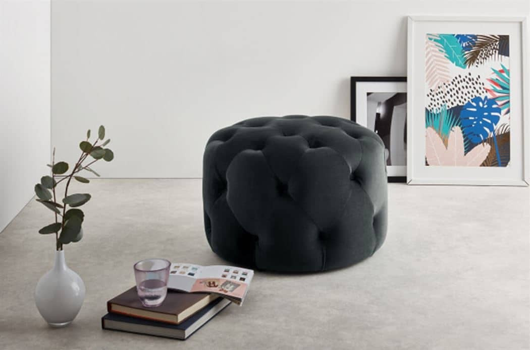 Pouf en velours avec Boutons Veronica