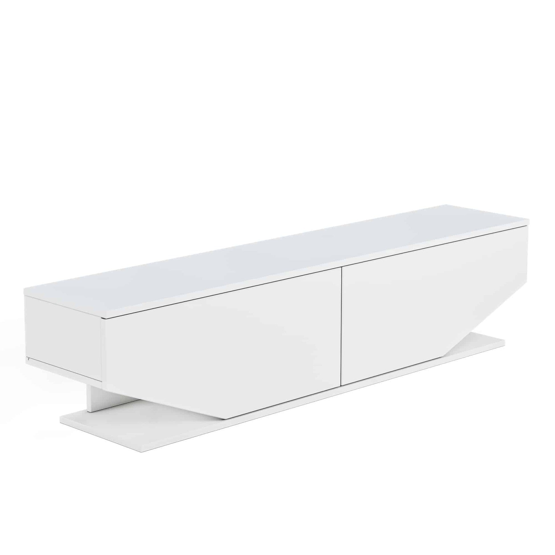 Meuble TV façade trapèze 2 portes Ares 160cm Bois Blanc