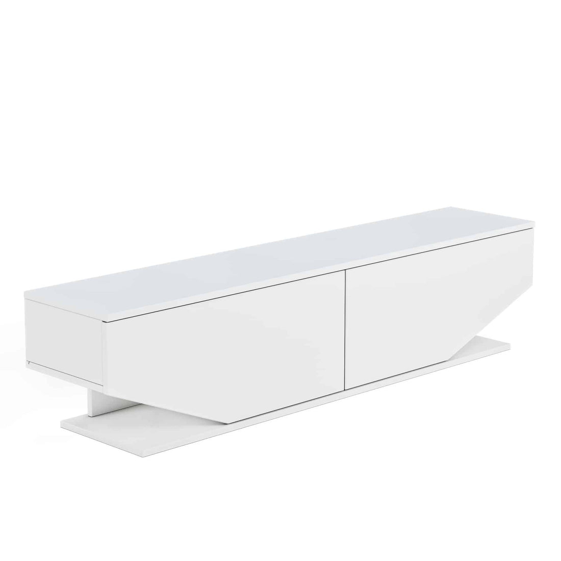 Meuble TV façade trapèze 2 portes Ares 160cm Bois Blanc