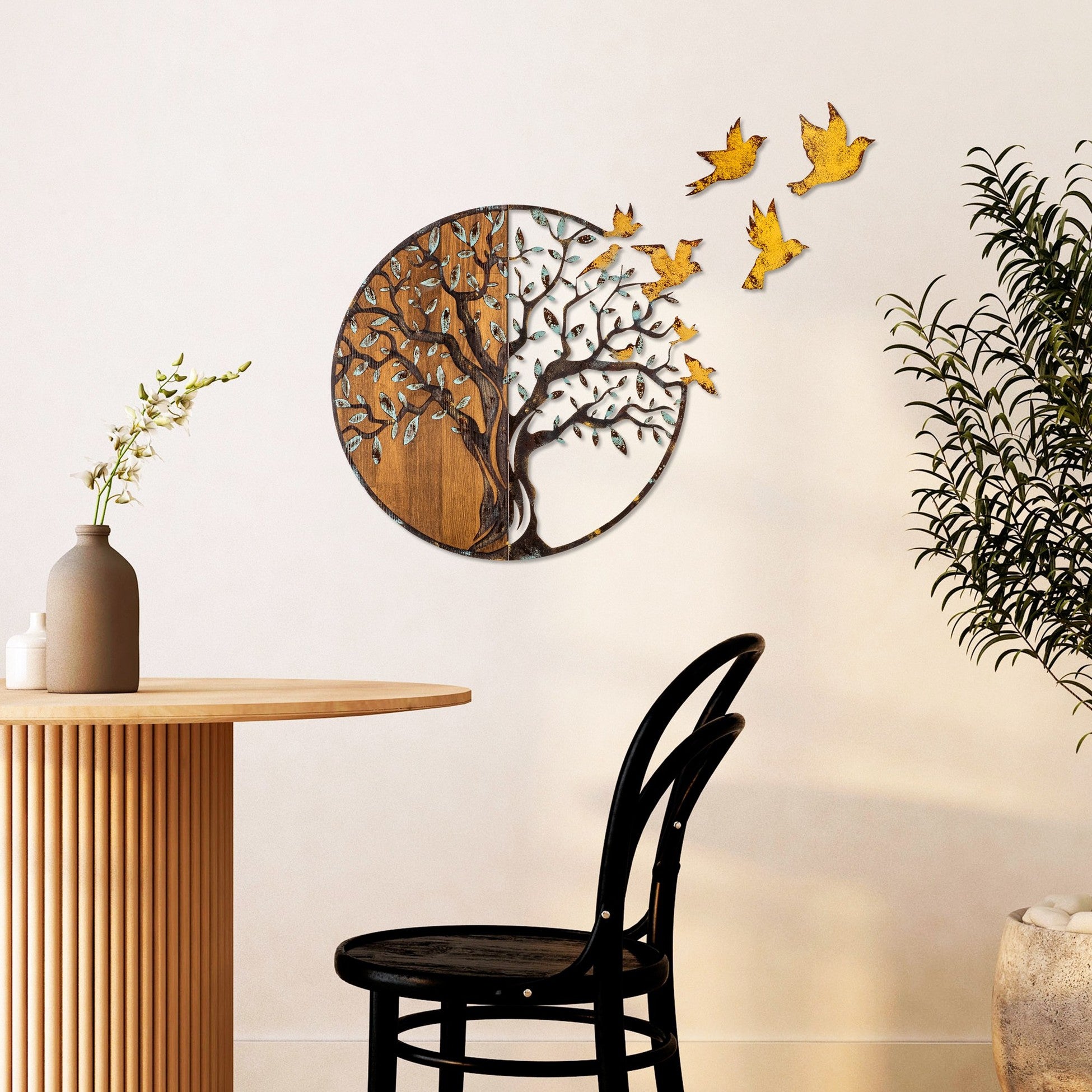 Accessoire mural en bois décoratif Tree And Birds - 322-A
