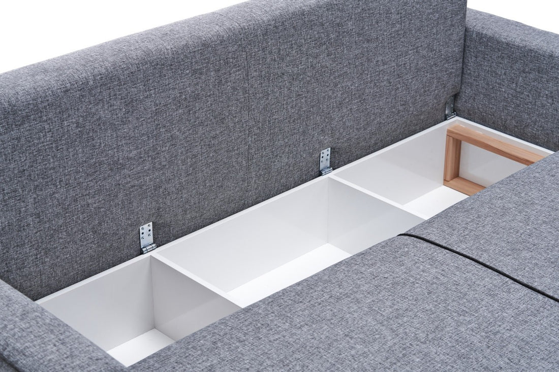 Canapé d'angle à droite convertible Milos Tissu Gris