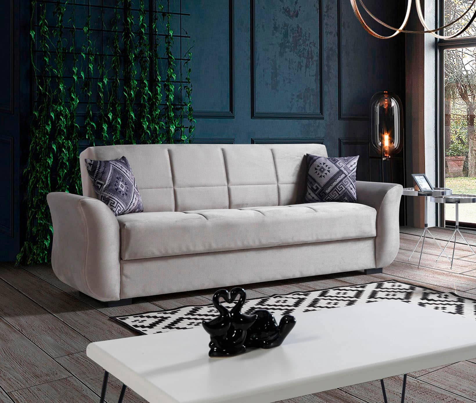 Ecem canapé lit clic-clac 3 places avec coffre de rangement