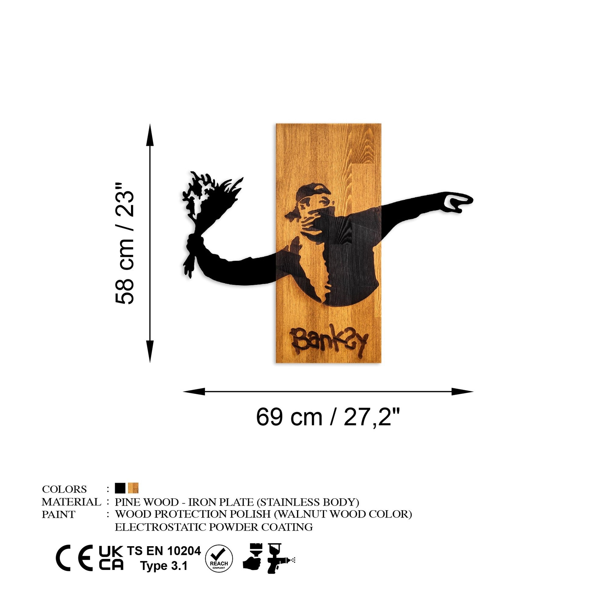 Accessoire mural en bois décoratif Banksy - Flower Thrower