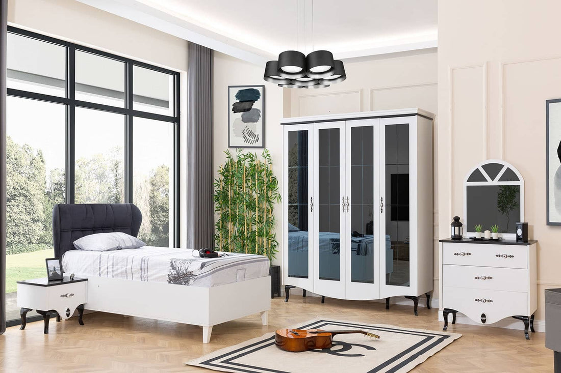 Black And White Ensemble chambre enfant/ado complète (6 éléments)