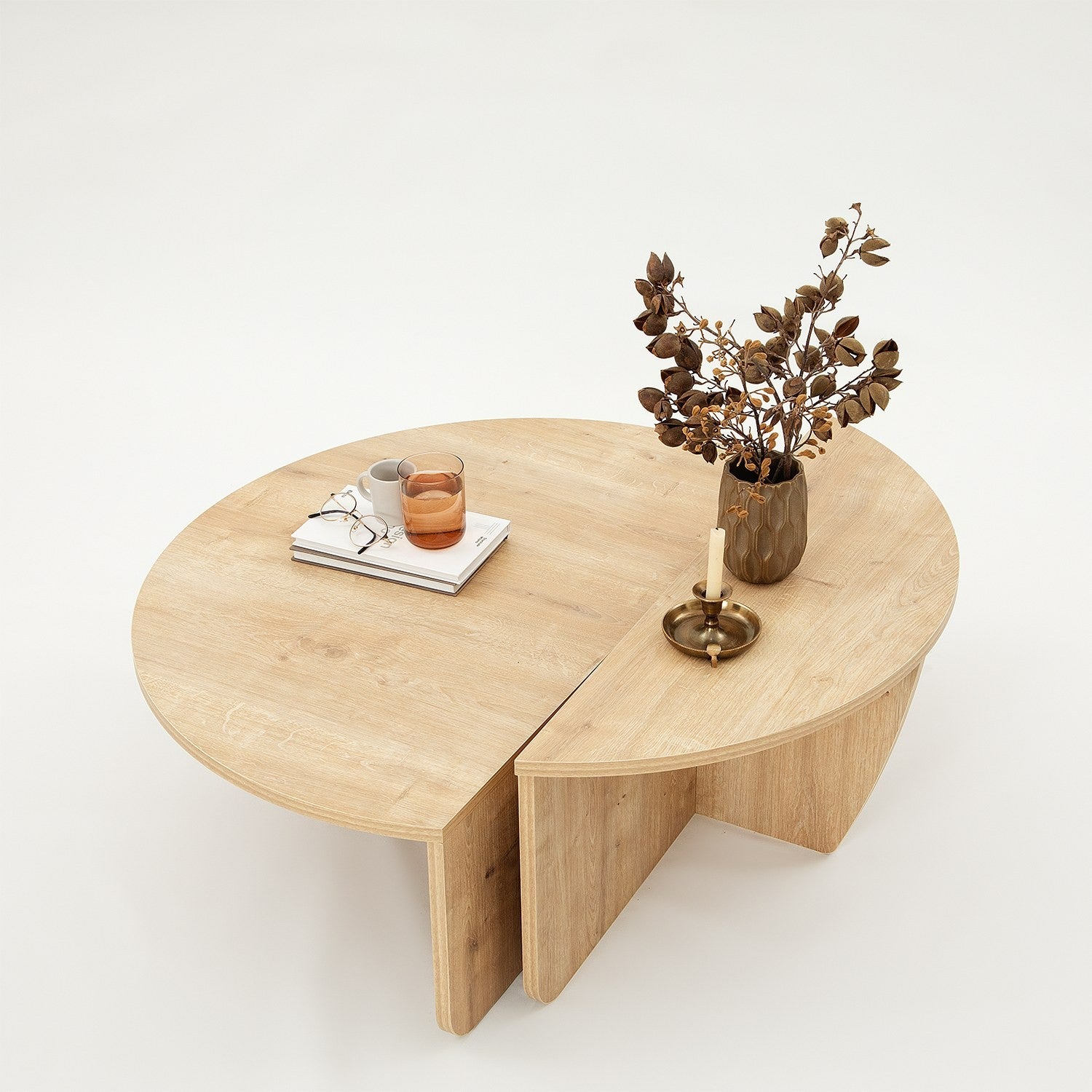 Set de 2 tables basses design Oatglow Chêne clair