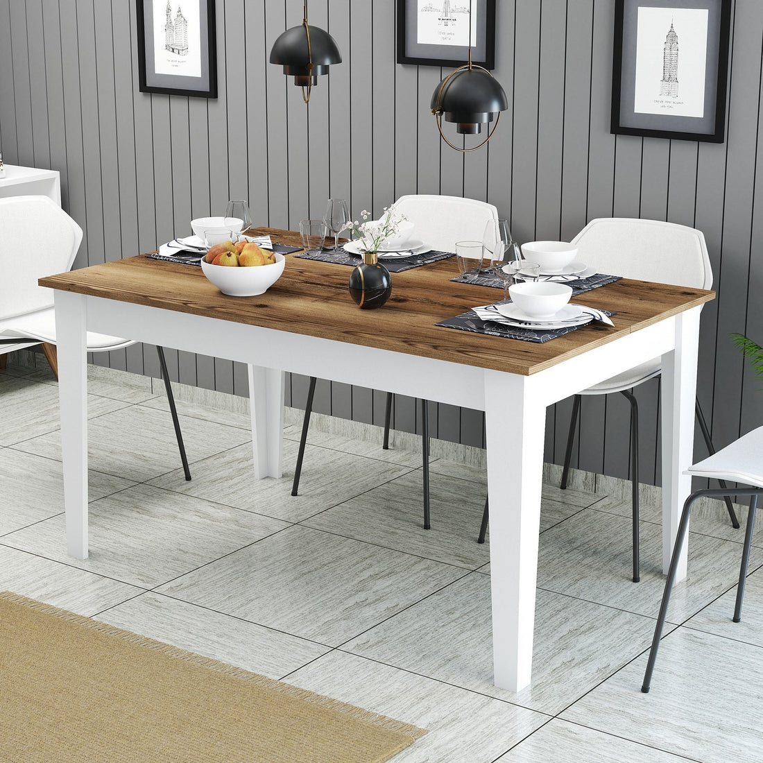 Table à manger Milan 520 - Walnut, White
