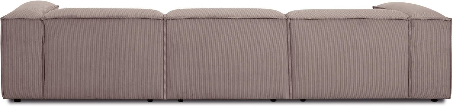 Canapé modulable 4 places en velours côtelé avec pouf Frida