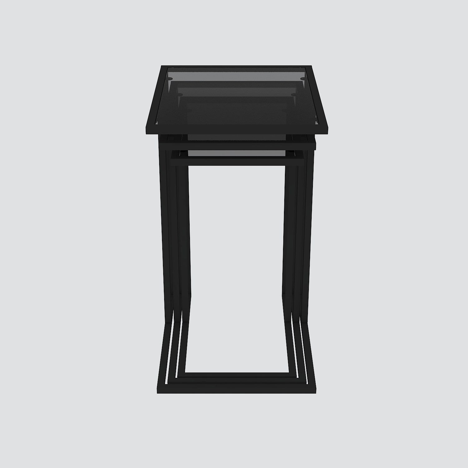 Table de nidification (3 pièces) İbiza - Black, Smoked Glass