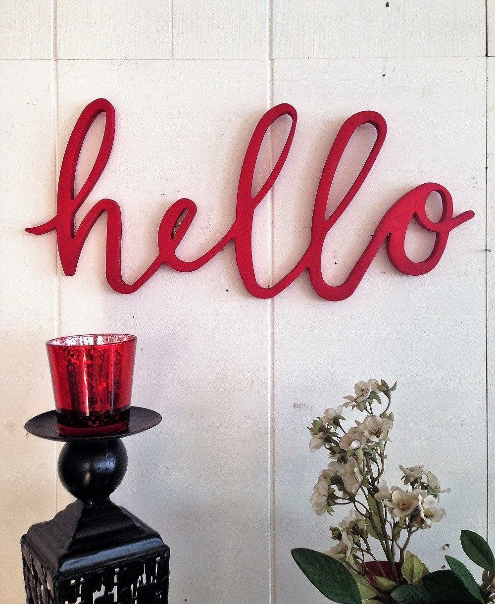 Accessoire mural décoratif en bois Hello Red