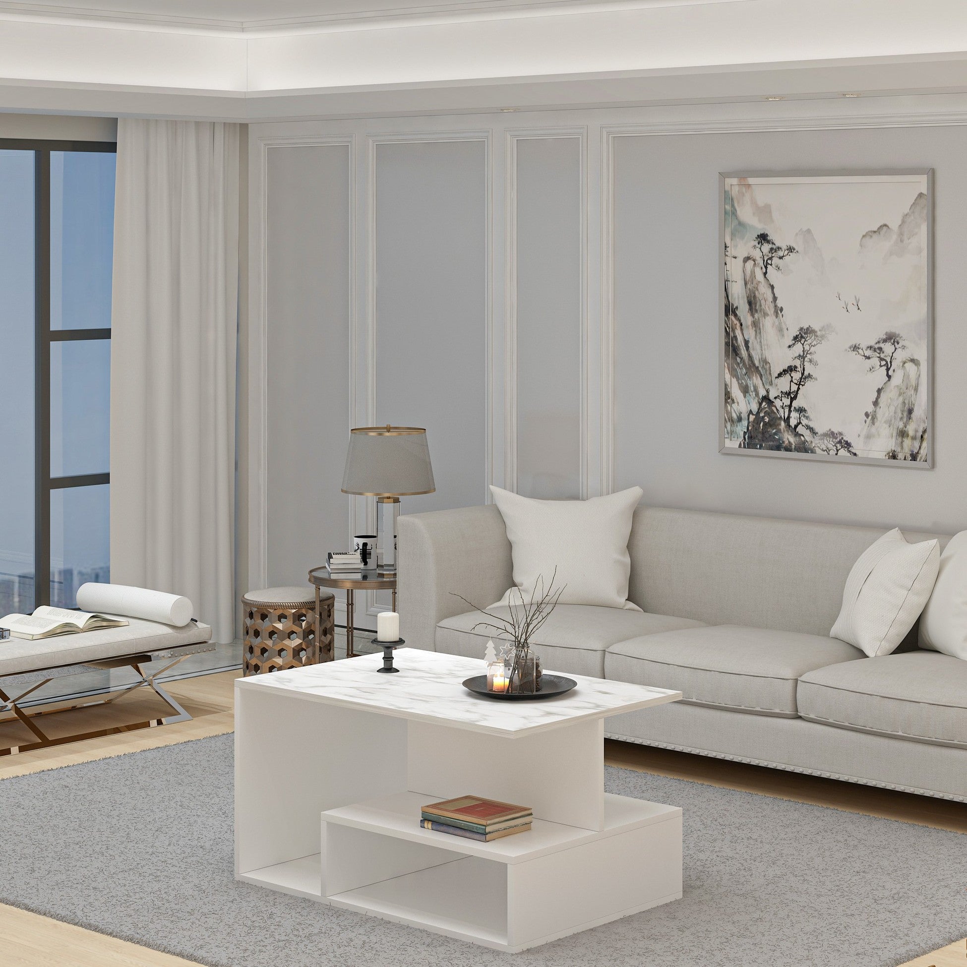 Table basse Vera - White, Marble