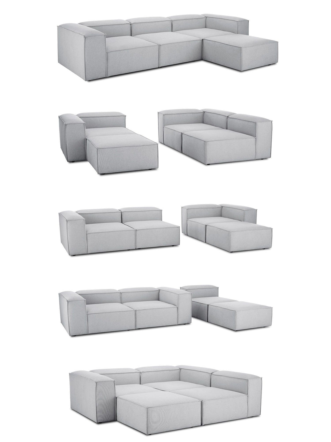 Canapé modulable 4 places en Lin avec pouf Frid