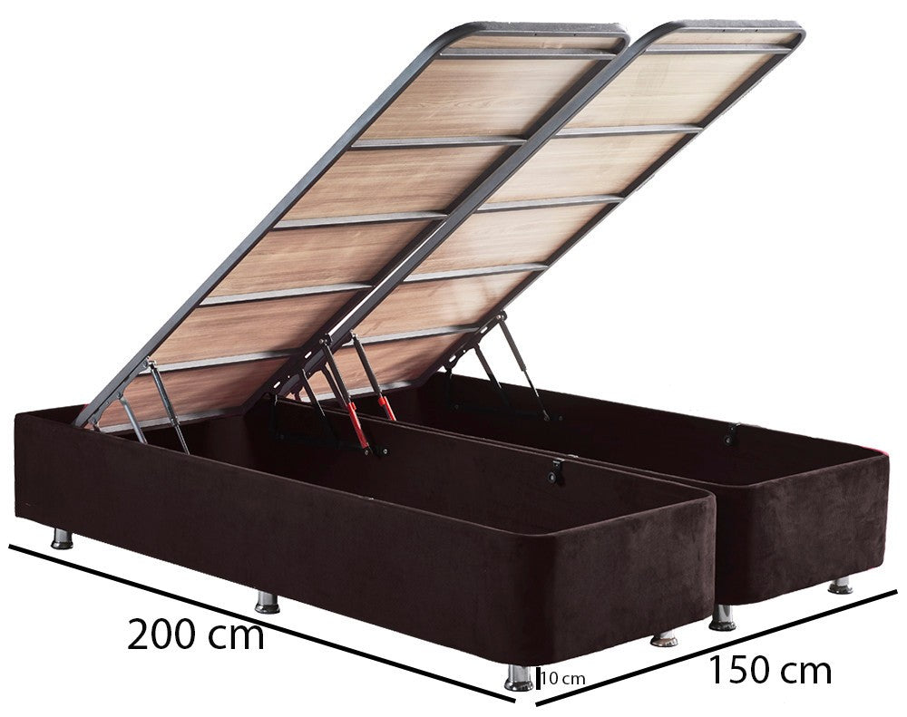 Base de lit double et tête de lit Ela Double - Black (150 x 200)