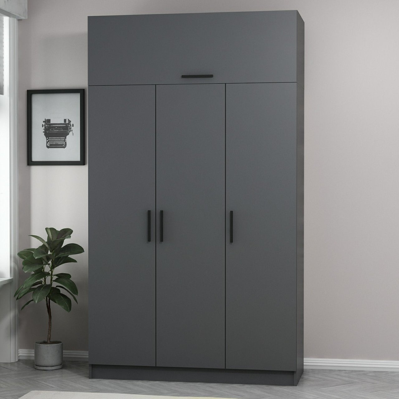Armoire Minar 3 Kapak 2 Çekmece 235 - Anthracite
