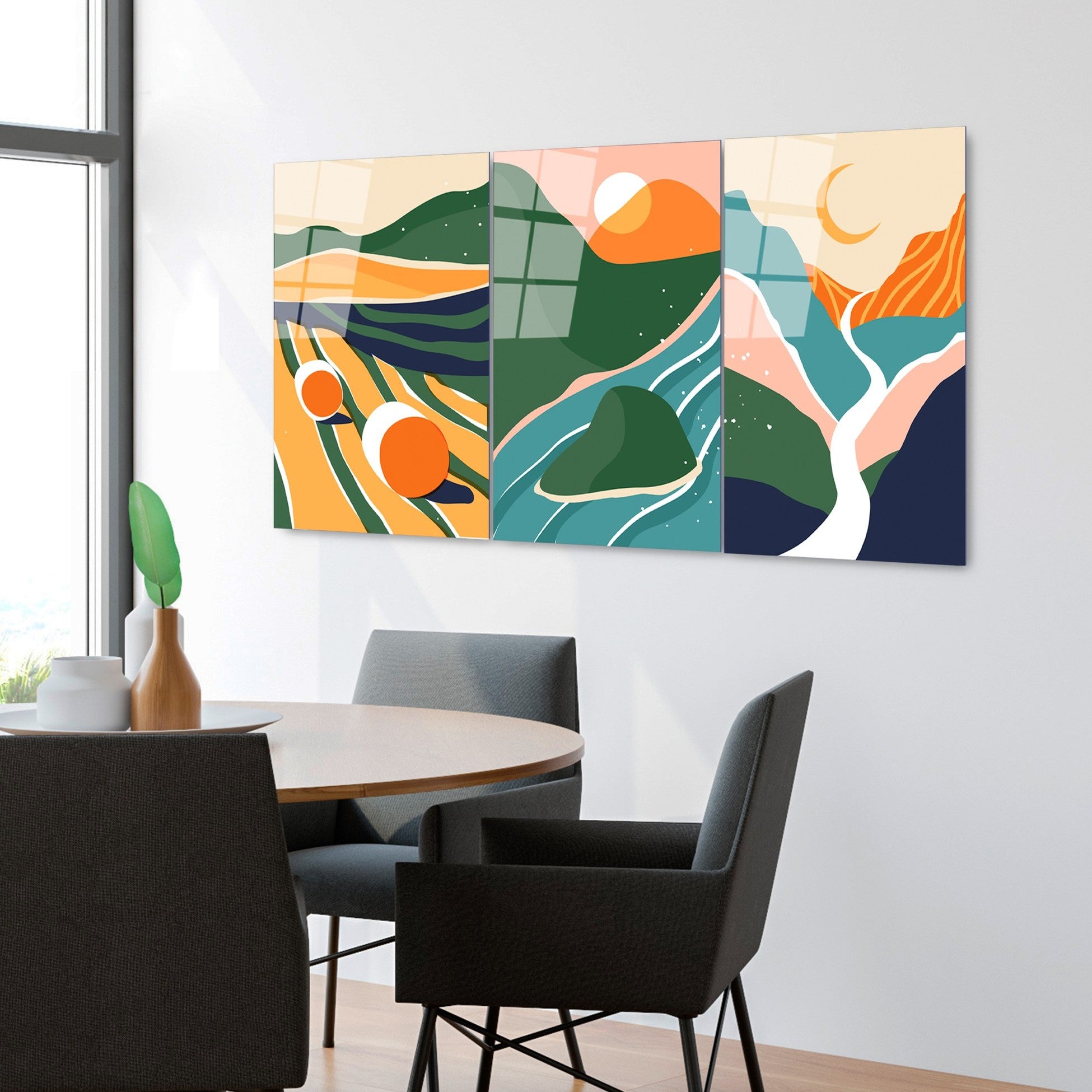 Peinture en verre trempé décorative (3 pièces) UV-946 - 45 x 65