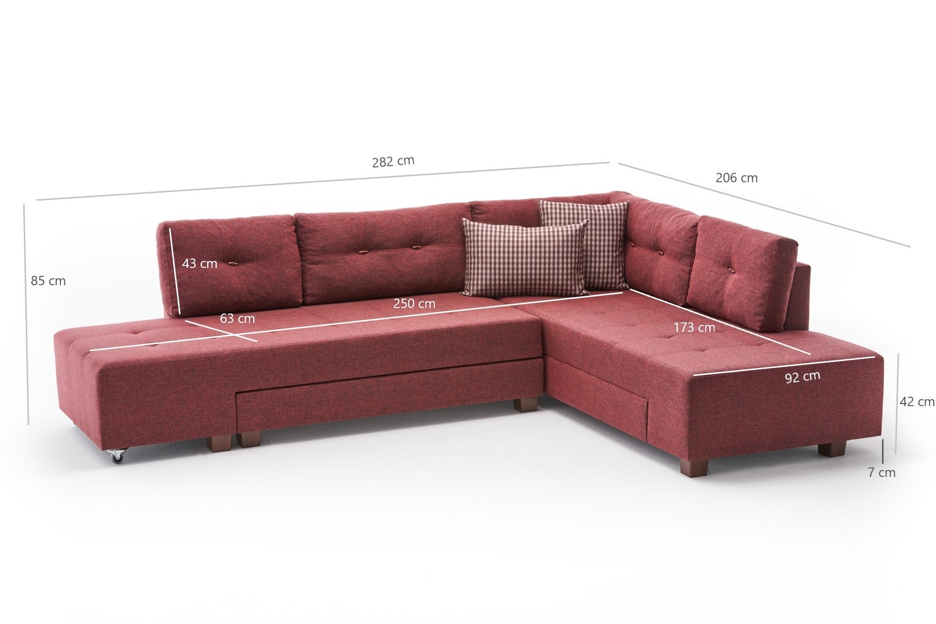 Canapé d'angle Manama Corner Sofa Bed Right - Claret Red