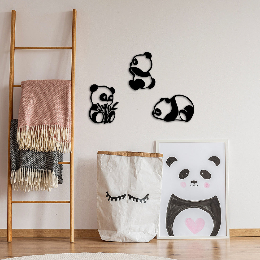 Accessoire mural en métal décoratif Pandas - 298
