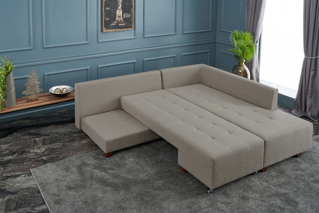Canapé d'angle Manama Corner Sofa Bed Right - Cream