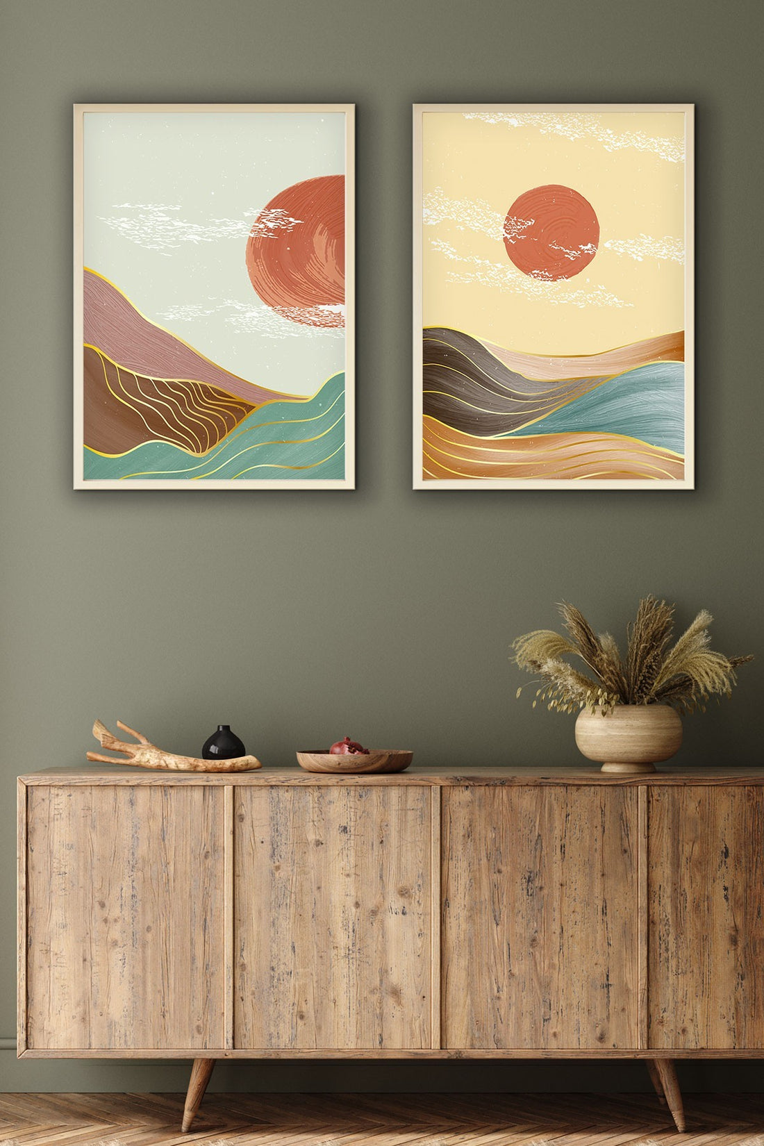 Peinture MDF encadrée décorative (2 pièces) Huhu154 - 30 x 40