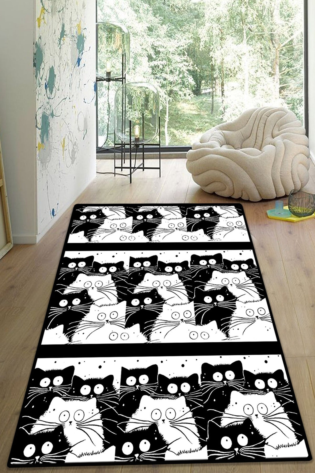 Tapis (120 x 180) White Cats