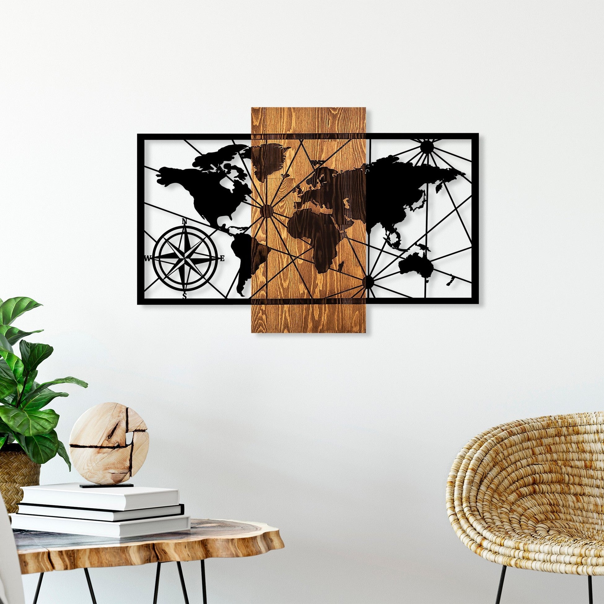 Accessoire mural en bois décoratif World Map 3-M