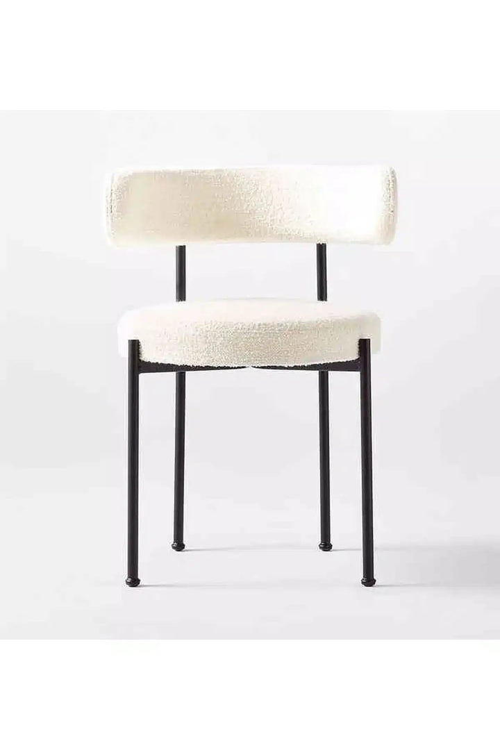 Libera blanc curly wool and black metal chair Nina