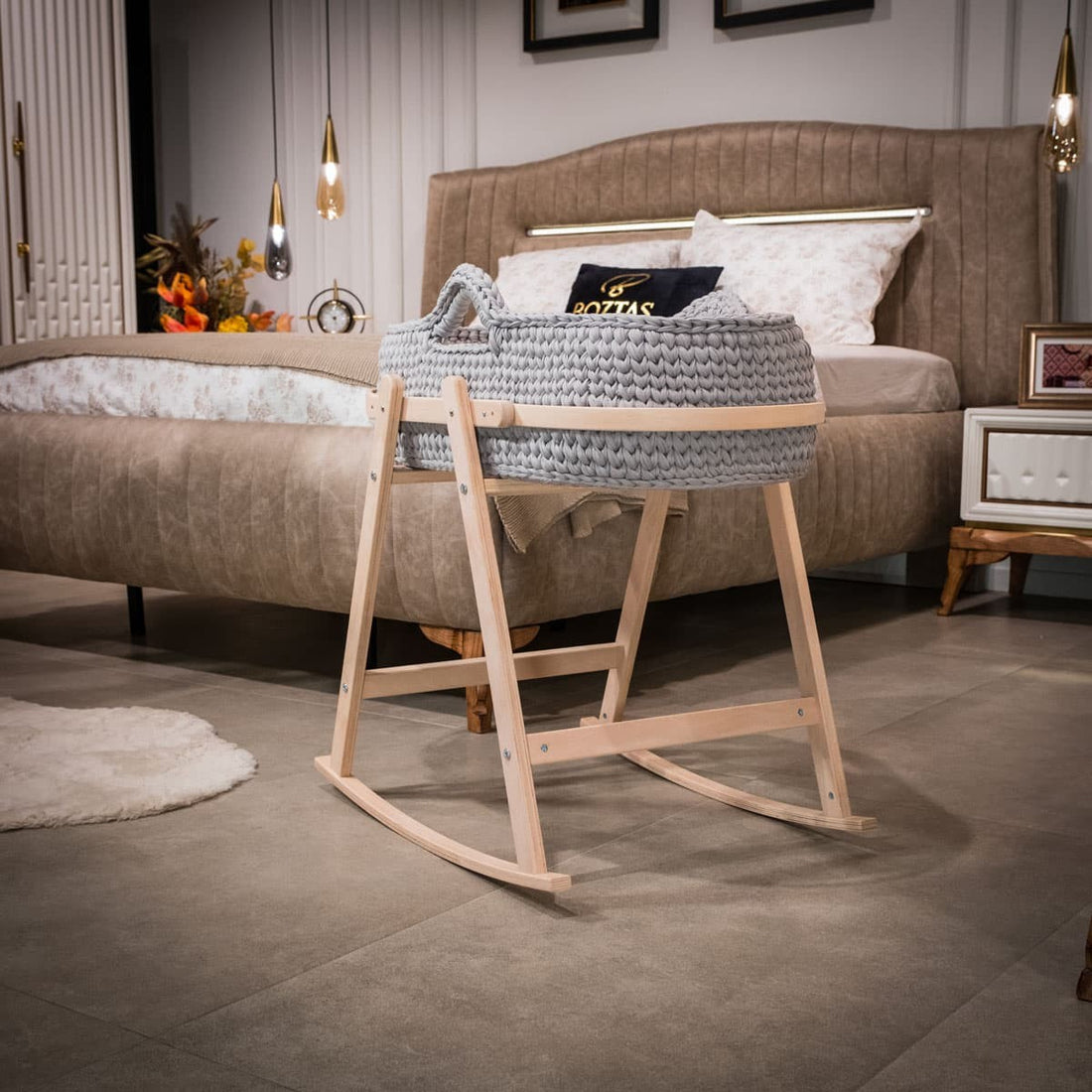 Couffin Bébé Avec Support Bois & Matelas