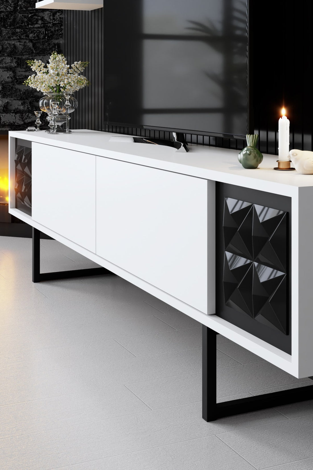 Ensemble de meubles de salon Black Line Set - White, Black