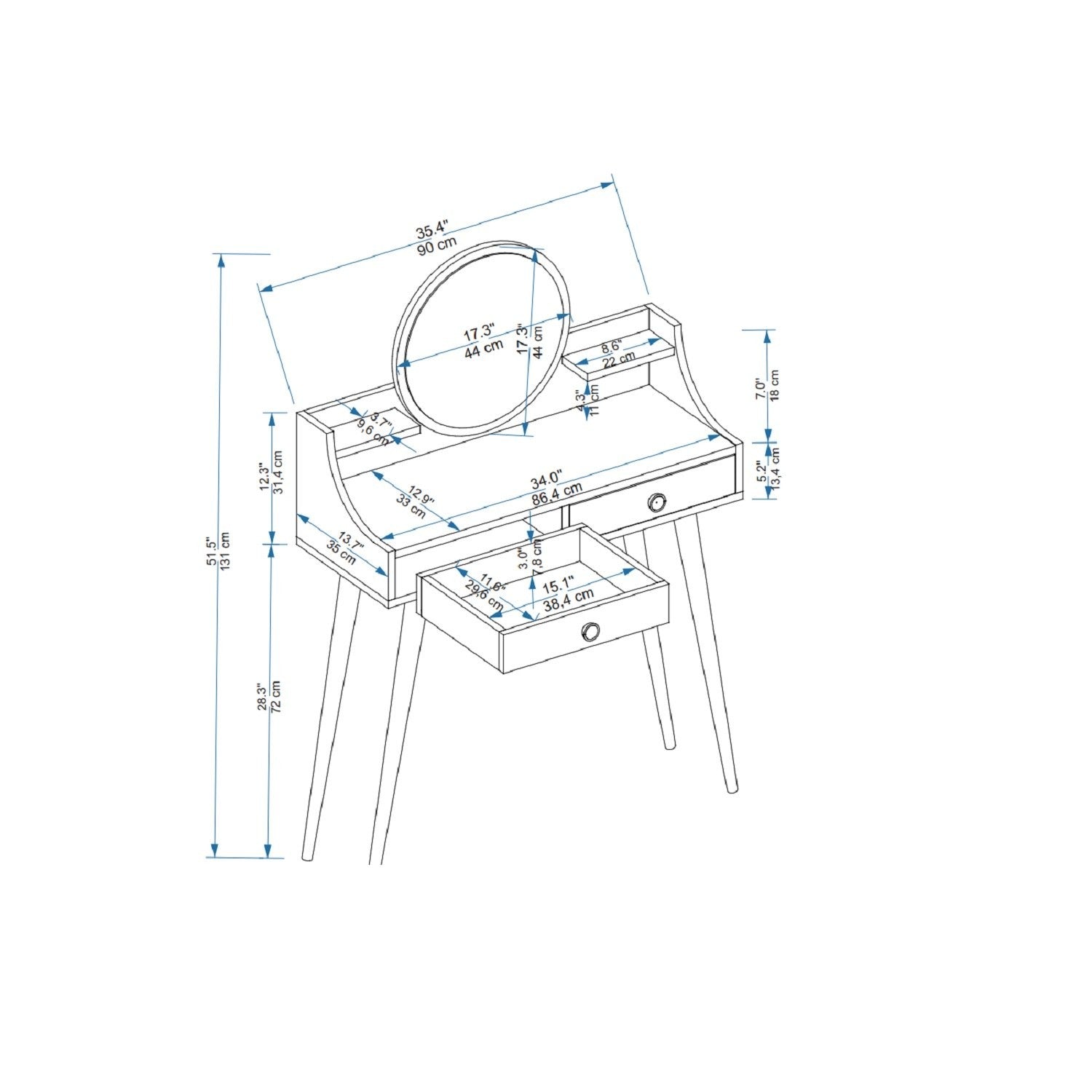 Table de maquillage Roys - White