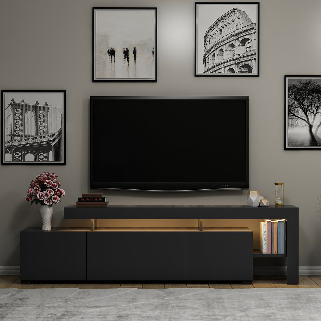 Meuble Tv design avec LED Jasir L192cm Anthracite