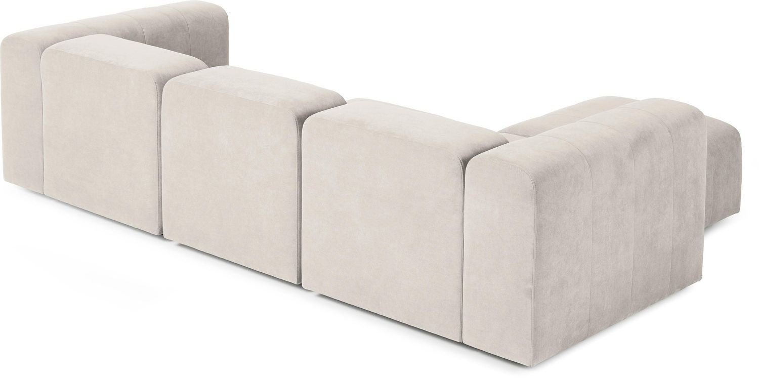 Canapé modulable 4 places en tissu avec pouf Pietro