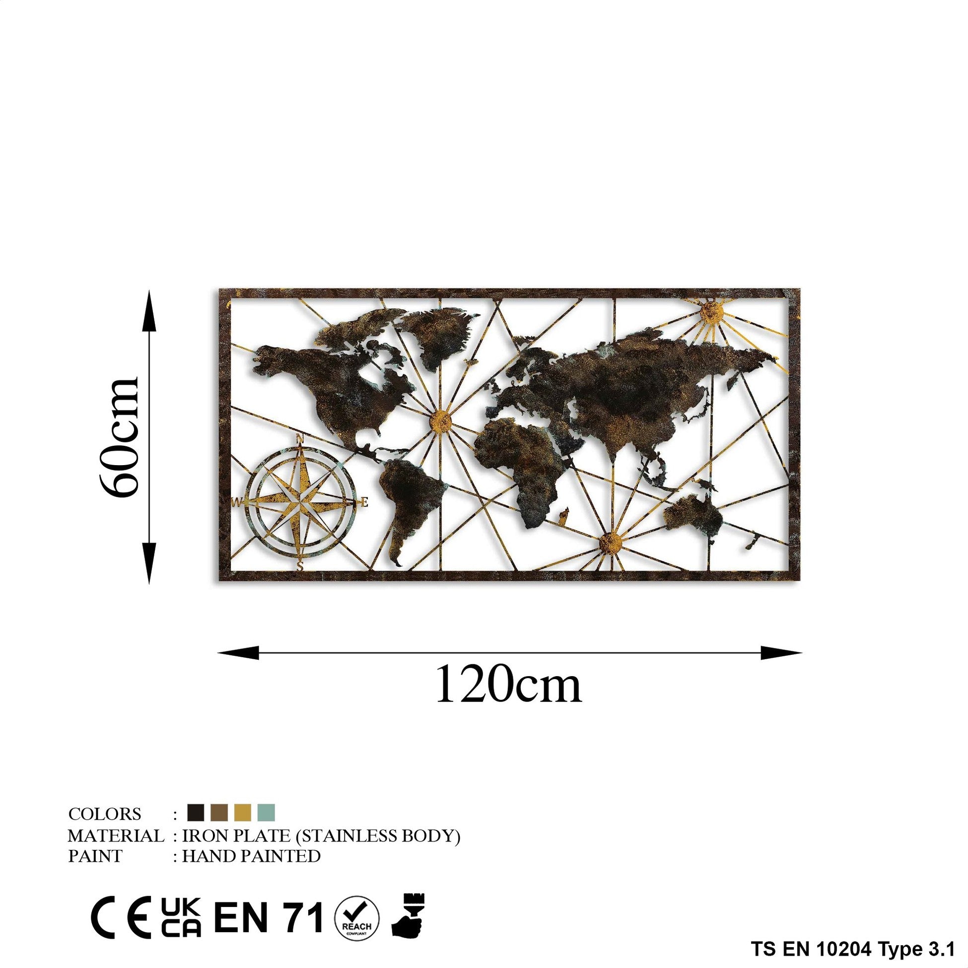 Accessoire mural en métal décoratif World Map Large - 1