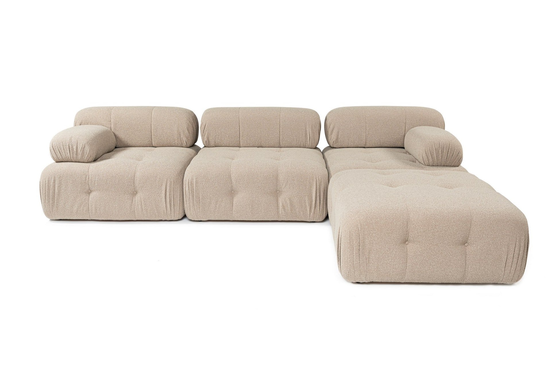 Canapé d'angle Doblo 3 Seater with Pouffe ( L1-O1-1R-Pouffe) - Peach