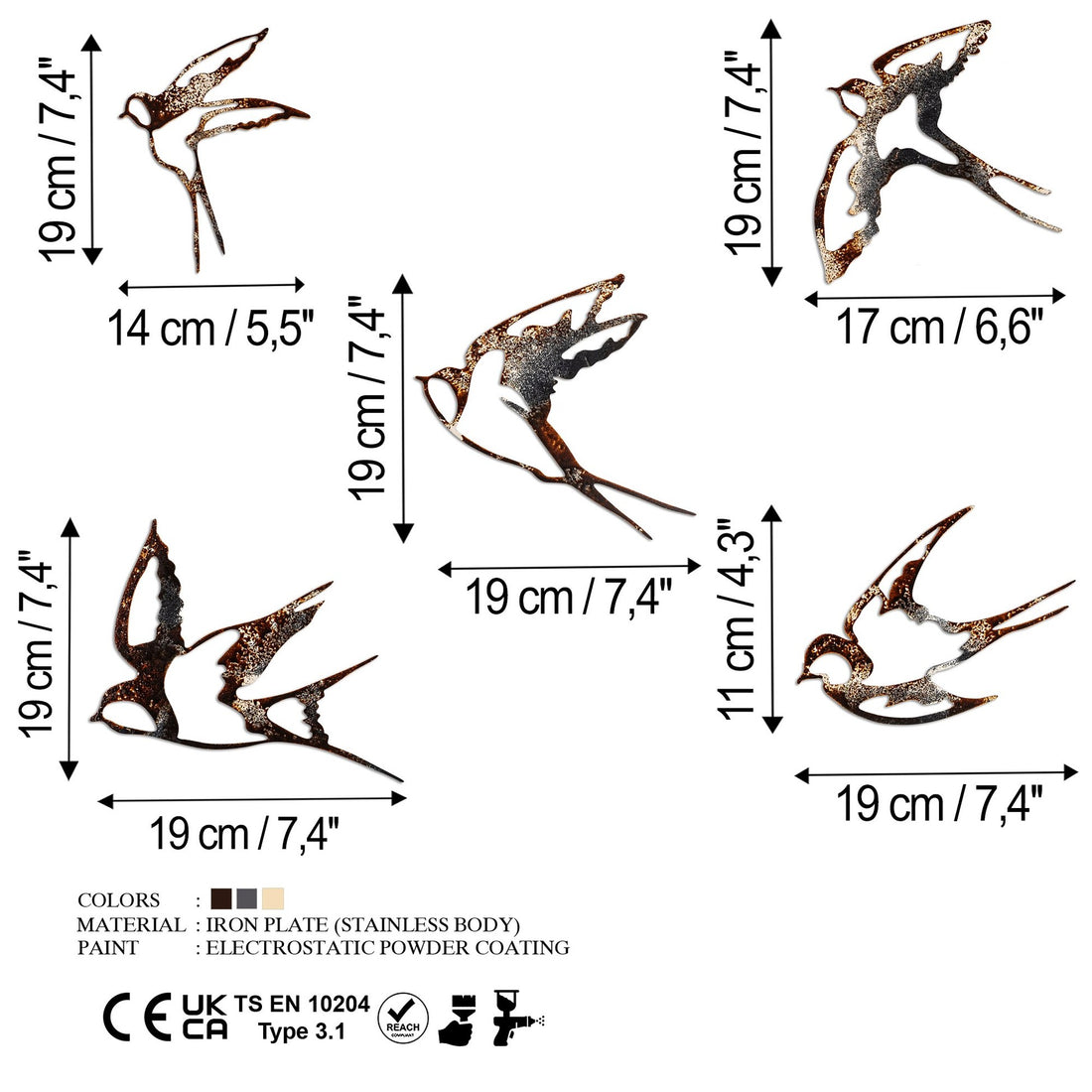 Accessoire mural en métal décoratif Birds-2