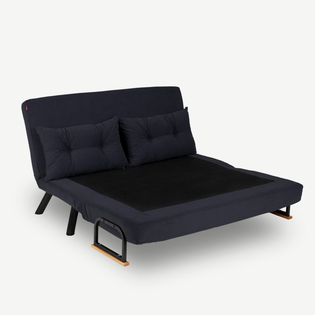 Canapé 2 places convertible Yolanda Métal Noir et Tissu Noir