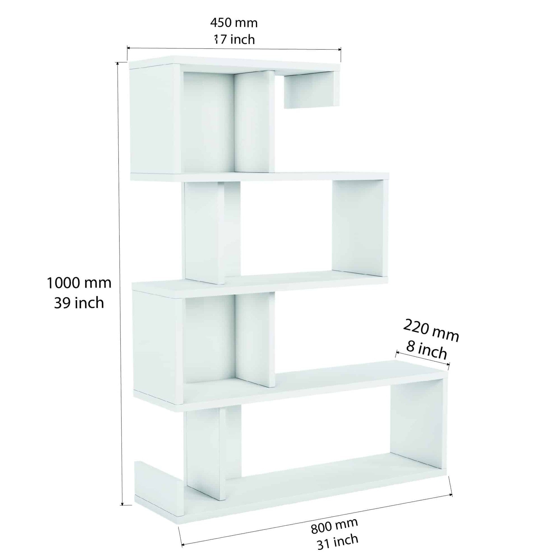 Bibliothèque Longway bianca 4 étagères 80x100h
