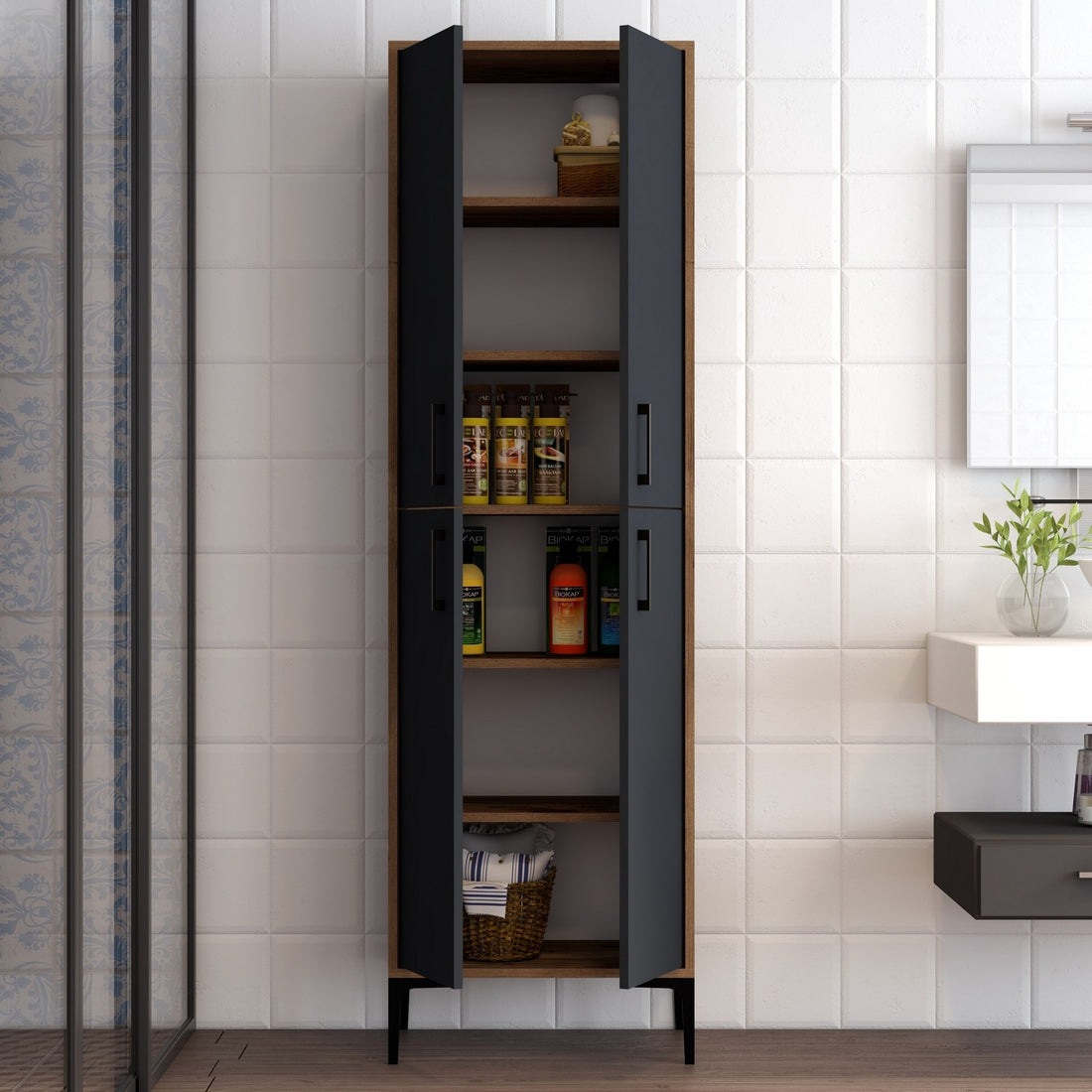 Armoire à plusieurs usage Berlin A - Walnut, Anthracite